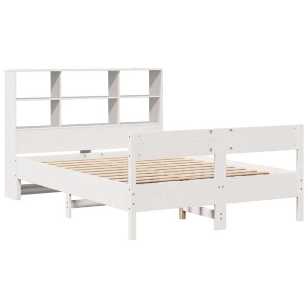 vidaXL Letto Libreria senza Materasso Bianco 140x190 cm Legno di Pino