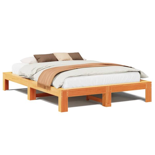 vidaXL Letto senza Materasso Marrone Cera 160x200 cm in Legno di Pino