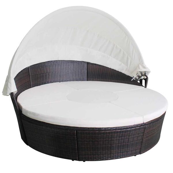 vidaXL Letti da giardino con cuscino Marrone Poly Rattan
