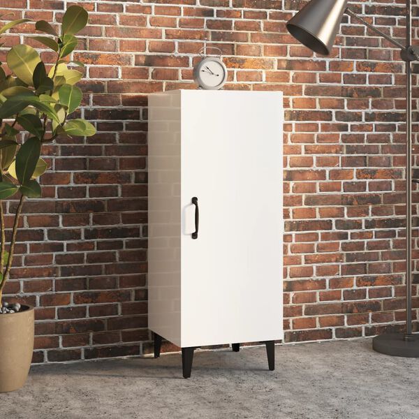 vidaXL Credenza 34,5x34x90 cm in Legno Multistrato Bianco Lucido