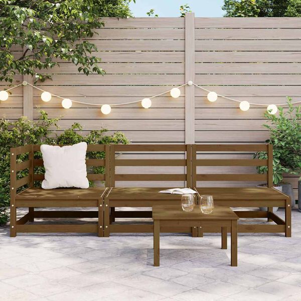 vidaXL Set Salotto da Giardino 3 pz Ambrato in Legno Massello di Pino