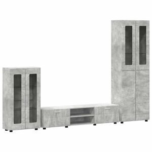vidaXL Set mobile TV FLORIN 3 pz Grigio cemento Legno ingegnerizzato