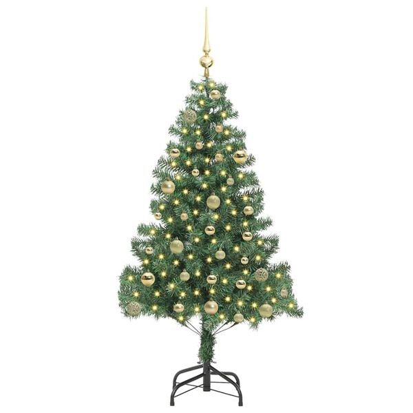 vidaXL Albero di Natale con 150 LED con supporto Verde 150 cm PVC