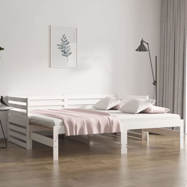 vidaXL Dormeuse Estraibile Bianca 2x(80x200) cm Legno Massello di Pino