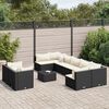 vidaXL Set Divani da Giardino 9 pz con Cuscini Nero in Polyrattan