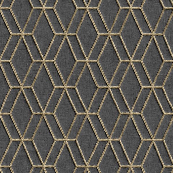DUTCH WALLCOVERINGS Carta da Parati Design Esagonale Nero e Oro