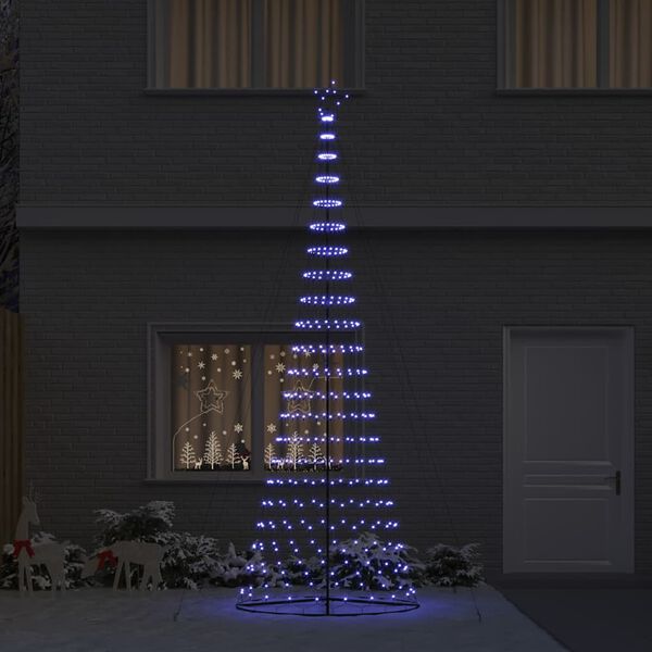 vidaXL Albero di Natale LED con 455 LED Blu 184.5 cm Metallo