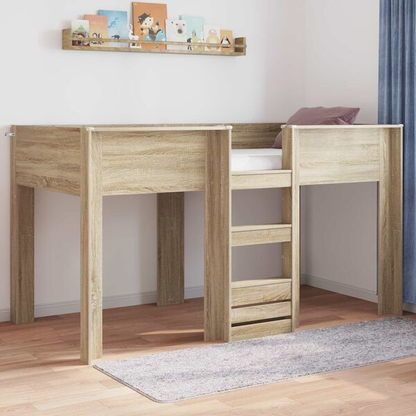 vidaXL Letto a Castello per Bambini Rovere Sonoma 100 x 200 cm