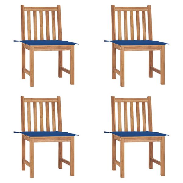 vidaXL Sedie da Giardino 4 pz con Cuscini in Legno Massello di Teak