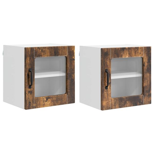 vidaXL Mobile da cucina con porta 2 pcs Rovere fum&eacute; 40 x 31 x 40 cm