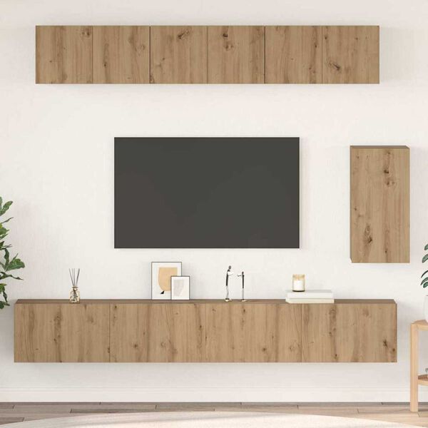 vidaXL Set mobile TV 6 pcs rovere artigianale Legno multistrato