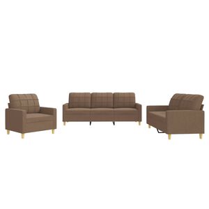 vidaXL Set di Divani 3 pz con Cuscini Marrone in Tessuto