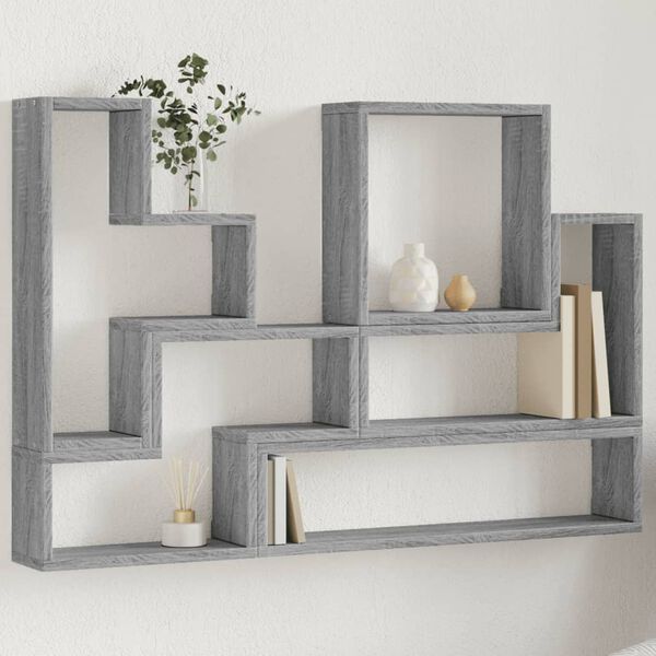 vidaXL Mensola a Muro Grigio Sonoma 96x12x64 cm in Legno Multistrato