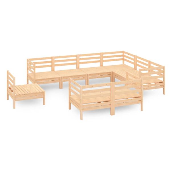 vidaXL Set Salotto da Giardino 9 pz in Legno Massello di Pino