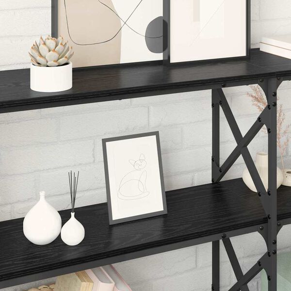 vidaXL Tavolo consolle Rovere Nero 156 x 28 x 80,5 cm
