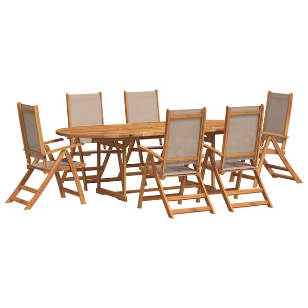 vidaXL Set Pranzo da Giardino 7pz Legno Massello di Acacia e Textilene