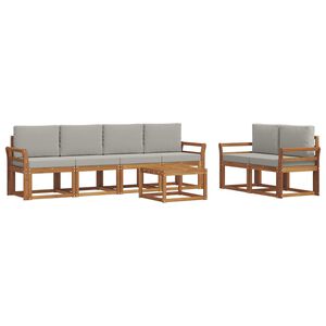 vidaXL Set di divani da esterno 7 pz Grigio Naturale e Chiaro