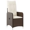 vidaXL Sedia Reclinabile da Giardino con Cuscini Marrone in Polyrattan
