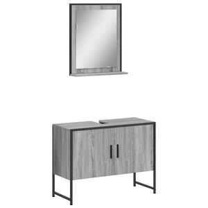vidaXL Set Mobili da Bagno 2 pz Grigio Sonoma in Legno Multistrato