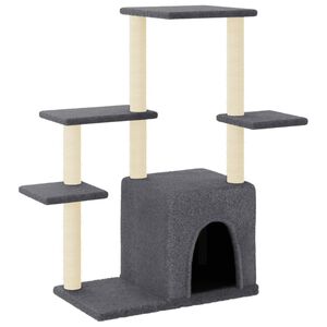 vidaXL Albero per Gatti con Tiragraffi in Sisal Grigio Scuro 97,5 cm