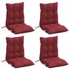 vidaXL Cuscini per Sedia Schienale Basso 4pz Rosso Vino Tessuto Oxford