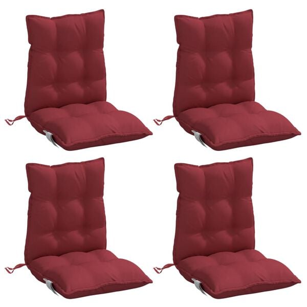 vidaXL Cuscini per Sedia Schienale Basso 4pz Rosso Vino Tessuto Oxford