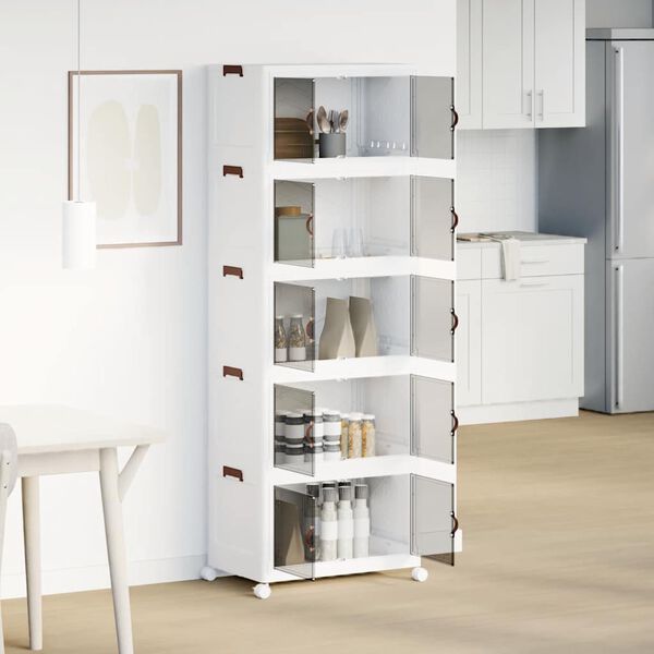 vidaXL Scatola Portaoggetti con Ruote 5 Livelli 75 L 64x40x179 cm