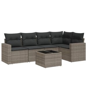 vidaXL Set Divano da Giardino 6 pz con Cuscini Grigio in Polyrattan