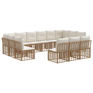 vidaXL Set di divani da esterno Naturale e Bianco Crema Poliestere