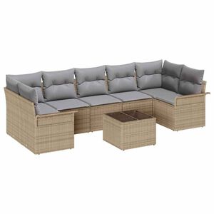 vidaXL Set Divano da Giardino con cuscino 8 pcs Beige polyrattan