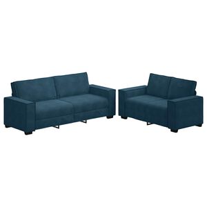 vidaXL Set di Divani 2 pz con Cuscini Blu in Velluto