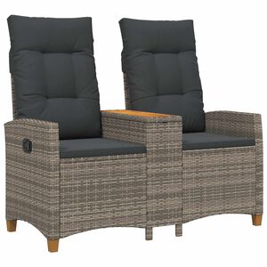 vidaXL Panchina reclinabile con tavolo 2 -Seater 126 x 65 x 112 cm