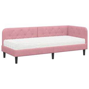 vidaXL Cornice del letto ad angolo Rosa 80 x 200 cm Velluto