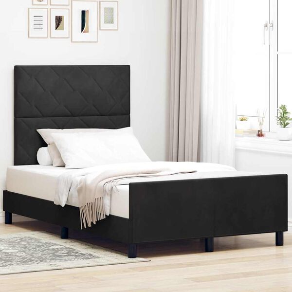 vidaXL Letto a molle con testiera Nero 120 x 190 cm Velluto