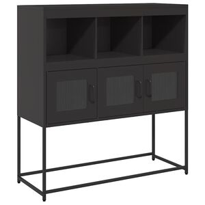 vidaXL Credenza Nera 100,5x39x107 cm in Acciaio Laminato a Freddo