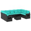 vidaXL Set Divani da Giardino 10 pz con Cuscini Nero in Polyrattan