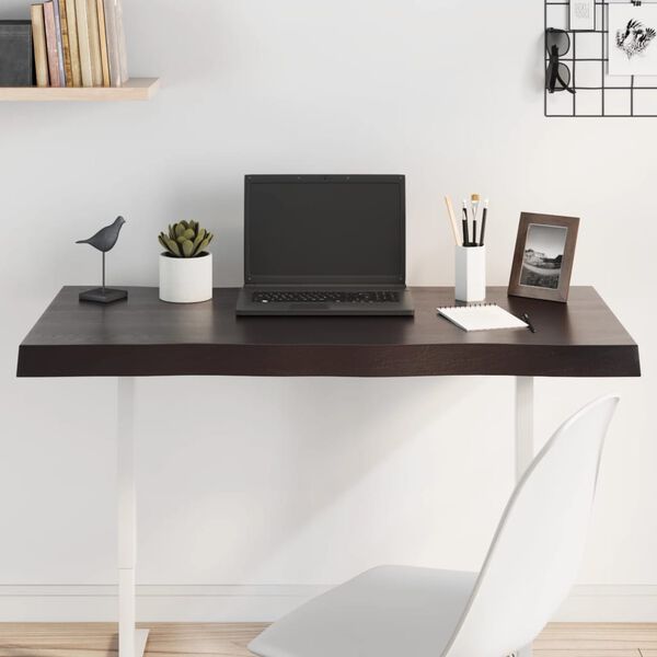 vidaXL Piano Tavolo Marrone Scuro 100x60x(2-6)cm Rovere Non Trattato