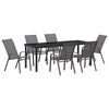 vidaXL Set da Pranzo per Giardino 7 pcs Grigio e Nero
