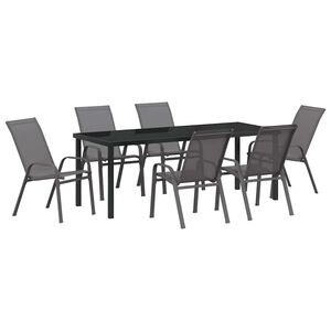 vidaXL Set da Pranzo per Giardino 7 pcs Grigio e Nero