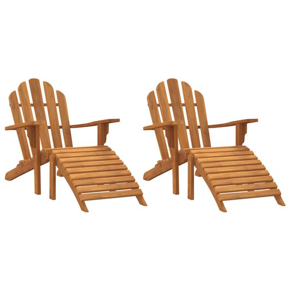 vidaXL Sedie Adirondack Giardino Poggiapiedi 2pz Legno Massello Teak