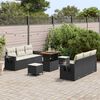 vidaXL Set Divano da Giardino con cuscino 9 pcs Nero polyrattan