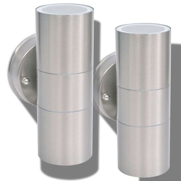 vidaXL Applique LED Parete 2pz Acciaio Inox Proiezione Alto/Basso
