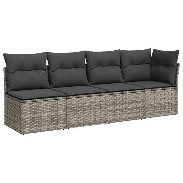 vidaXL Set Divano da Giardino 8 pz con Cuscini Grigio in Polyrattan