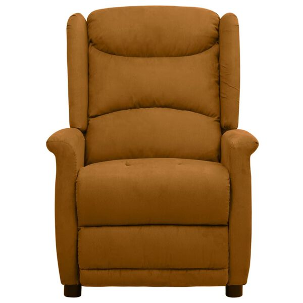 vidaXL Poltrona Alzapersona Massaggiante Marrone in Tessuto Microfibra