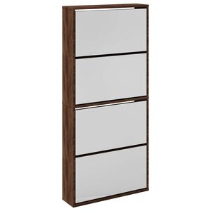 vidaXL Scarpiera con Specchio a 4 Livelli Rovere Marrone 63x17x134 cm