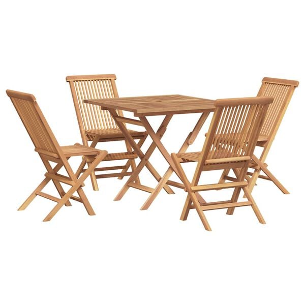 vidaXL Set da Pranzo da Giardino 5 pz in Legno Massello di Teak