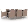 vidaXL Set da Pranzo da Giardino e Cuscini 9 pz in Polyrattan e Vetro