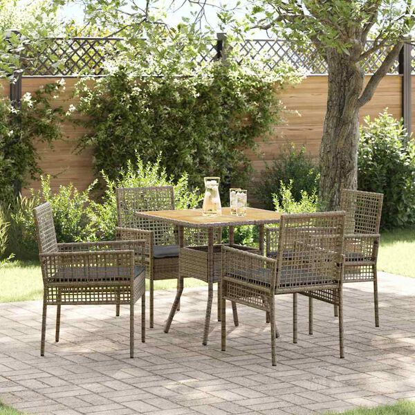 vidaXL Set da Pranzo per Giardino 5 pcs Grigio Poly Rattan