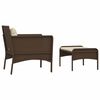 vidaXL Set Divani da Giardino 2 pz con Cuscini in Polyrattan Marrone