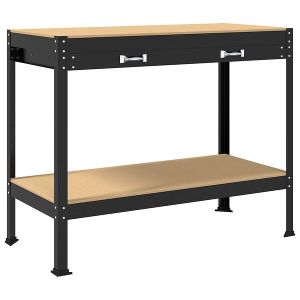 vidaXL Banchi da lavoro Nero 114 x 54 x 91 cm Legno multistrato